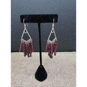 Genuine Amethyst & Sterling Silver Chandelier Earrings – Handcrafted Boho